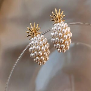 Boucles d’Oreilles Ananas & Étoile de Mer – Perle Élégante