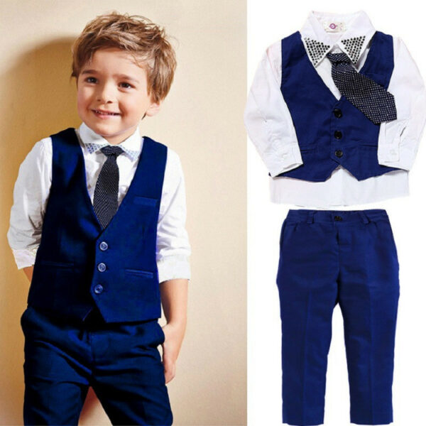 Ensemble vêtements garçon – Costume chic avec gilet style gentleman, tenue élégante et décontractée