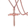 Collier Homme Acier Inox – Pendentif Croix Clou & Chaîne Boîte 3 mm - Image 3