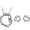 Ensemble personnalisé collier et boucles d’oreilles double cœur avec strass - Image 4