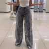 Jeans Y2K femme – Taille haute, jambes larges, dentelle florale ajourée, coupe droite tendance - Image 2