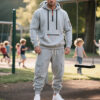 Ensemble deux pièces homme – Hoodie polaire zippé ou pull, style sport et décontracté avec poches pratiques - Image 4