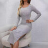 Robe près du corps à manches longues, parfaite pour une tenue chic, sexy ou décontractée selon votre style. - Image 2
