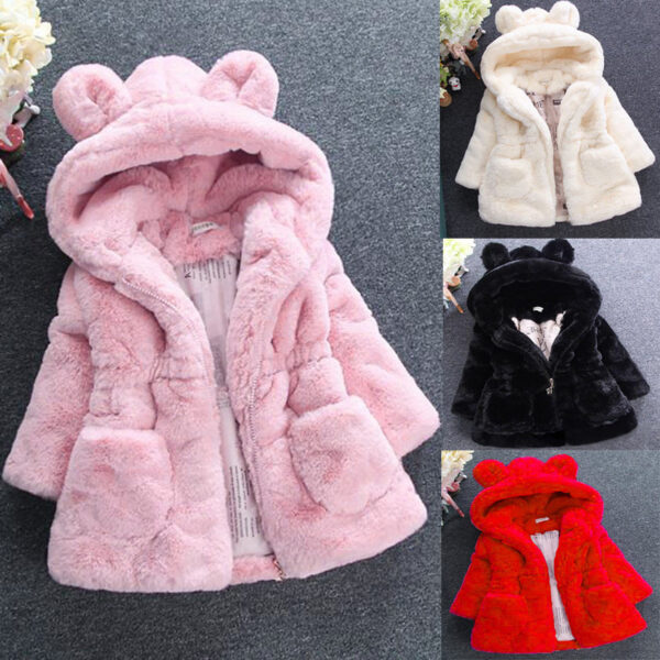 Manteau Fille Automne-Hiver – Doux et Chaud en Fausse Fourrure