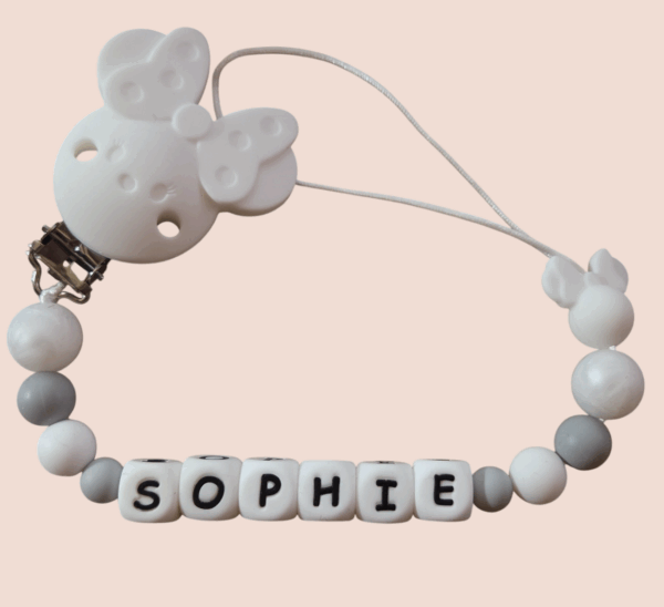 Attache-tétine personnalisable en silicone Mickey Minnie Mouse