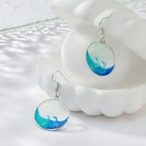 Boucles d’oreilles HAILANG en verre rond – Design rouge en maille,  tendance pour femme