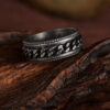 Bague Rotative Vintage à Maillons Embossés en Argent Antique - Image 4