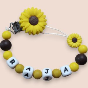 Attache-tétine personnalisable en silicone Tournesol