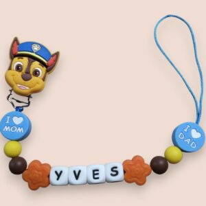 Attache-tétine personnalisable en silicone pat patrouille