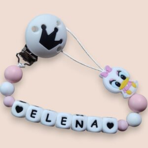 Attache-tétine personnalisable en silicone Baby Daisy duck