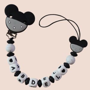 Attache-tétine personnalisable en silicone Mickey Minnie Mouse