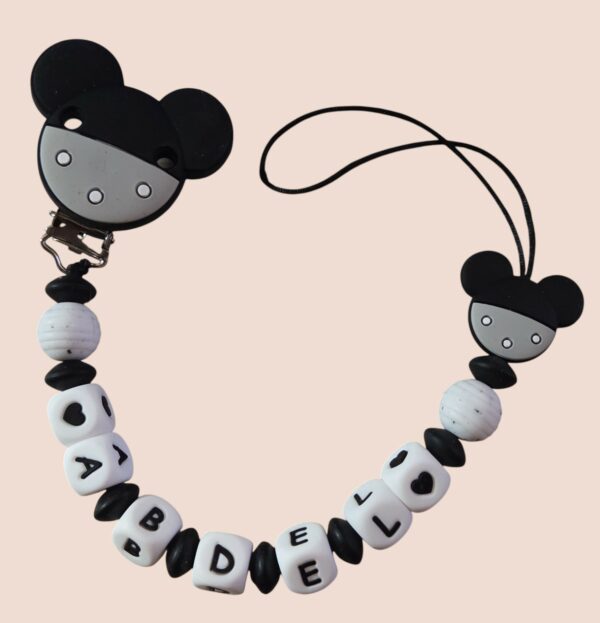 Attache-tétine personnalisable en silicone Mickey Minnie Mouse