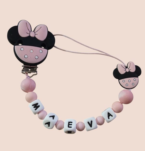 Attache-tétine personnalisable en silicone Mickey Minnie Mouse