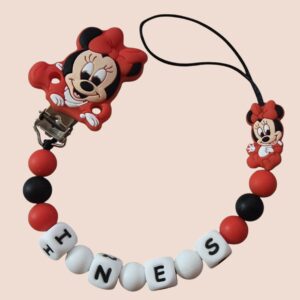 Attache-tétine personnalisable en silicone Mickey Minnie Mouse