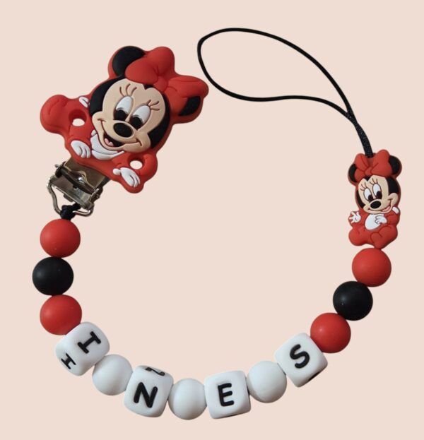 Attache-tétine personnalisable en silicone Mickey Minnie Mouse