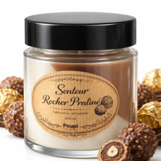 Bougie parfumée Rocher Praliné – Cire 100 % soja – Fabrication artisanale