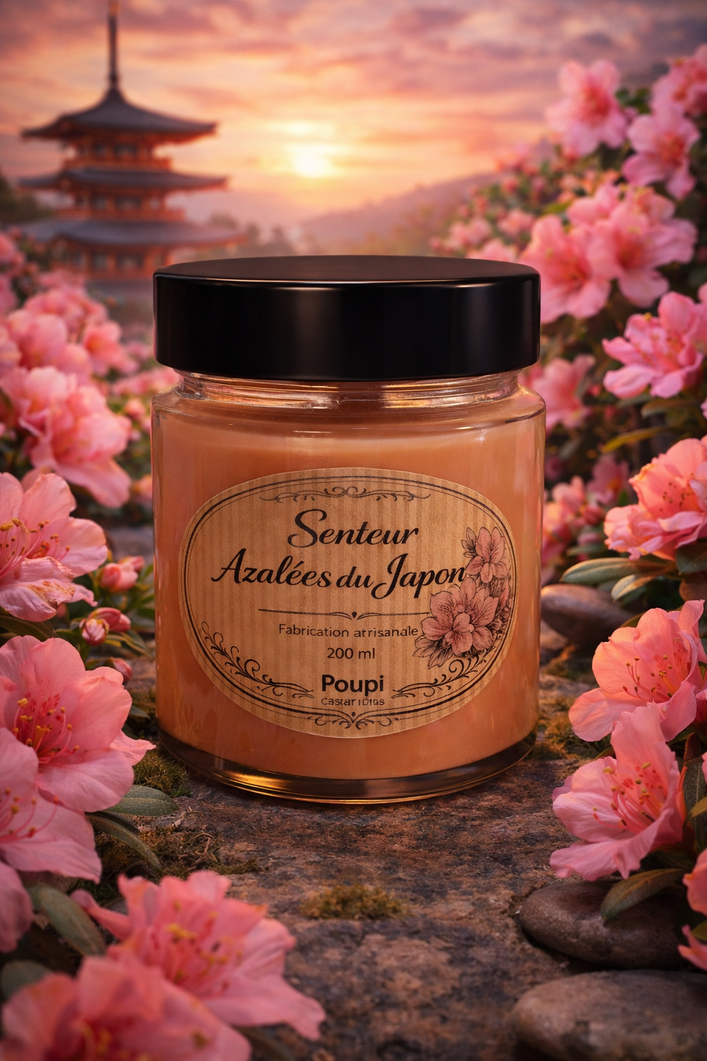 Bougie Artisanale Azalée du Japon – 200 ml fait main