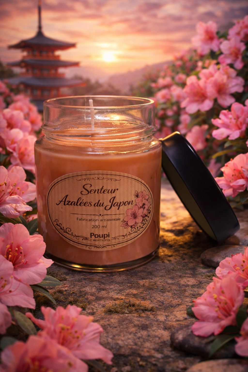 Bougie Artisanale Azalée du Japon – 200 ml fait main - Image 2