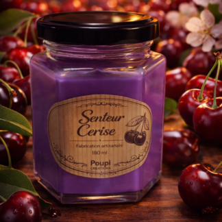 Bougie Artisanale Hexagonale Cerise – 180ml fait main