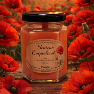 Bougie Artisanale Hexagonale Coquelicot – 180ml fait main