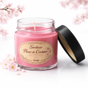 Bougie artisanale Fleur de Cerisier – Cire de soja 100% naturelle – Bougie parfumée faite main – Idée cadeau
