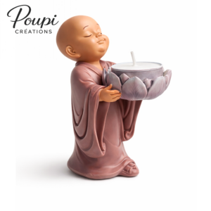 Statuette Bouddha Bougeoir – Fleur de Lotus | Photophore Déco Zen