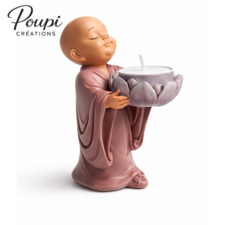 Statuette Bouddha Bougeoir – Fleur de Lotus | Photophore Déco Zen